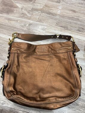 Coach Bronze Metallic Leather Shoulder Hobo